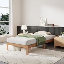 Novilla 12 Inch Wooden Twin Bed Frame, Classic Solid Wood Platform Bed Frame Twin Size, Sturdy Wood Slat Support, No Box Spring Needed, Easy Assembly