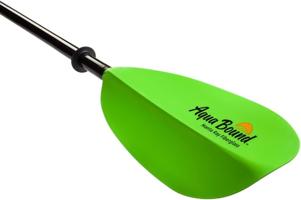 AQUA BOUND Manta Ray Fiberglass 2-Piece Snap-Button Kayak Paddle - Fiberglass Shaft, Reinforced Nylon Blades, Snap-Button Ferrule 0°/60° Feathering for Touring and Recreation