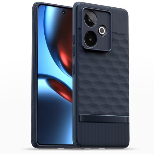Image of Pikkme Back Cover for Realme GT 7 5G / GT 7T 5G Soft Grip 3D Hexa Cube Texture Silicone Bumper Case (Blue)