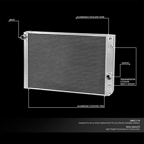 Image of DNA Motoring RA-CCV889-3 3-Row Full Aluminum Radiator Compatible with 91-96 Corvette V8 MT,23.50 x 18.00 x 2.13,1.50 inchInlet / 1.625 inchOutlet
