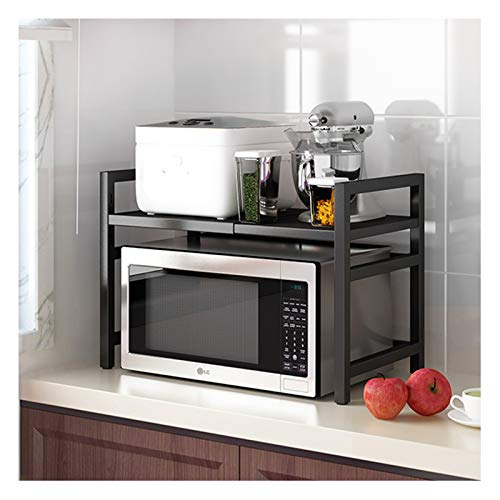 Estante de acero inoxidable para microondas con longitud ajustable, soporte para horno de cocina para almacenamiento de estantes