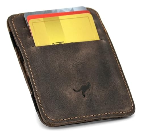 Carteira Mágica 100% couro Legítimo P/cartões,cnh,cédulas(Marrón Oscuro)