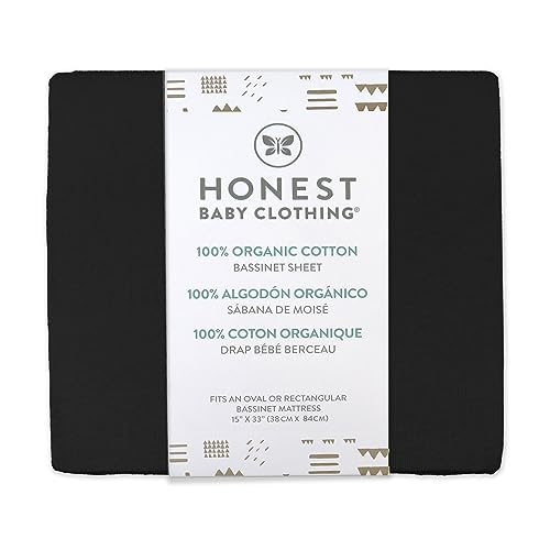 Image of HonestBaby Organic Cotton Fitted Bassinet Sheet, Black, One Size