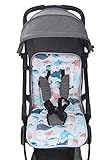 Baby Stroller Seat Liner Cotton Pushchair Cushion Seat Pads Universal Pram Insert Pad Warm Pushchair Seat Covers for Pram Buggy Baby Carriage Washable Winter Thick Infant Pushcar Seat Mat (Whale)