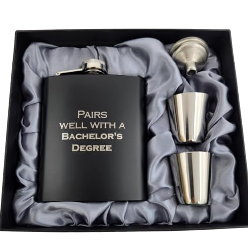 Bachelors Degree Graduation Gifts, Masters Degree Graduation Gifts, College Grad Gift for Men 2025, Grad Present for Women, Graduate Gift for Adult Funny, Pairs Well College Graduate Flask (Bachelors)