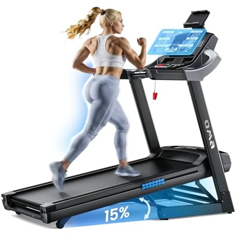 OMA Treadmill 5925 6134 6830, Treadmills for Home with Incline 15%, Folding Treadmill for Walking Running with Quiet Brushless, Pulse Sensors, 36 Preset Programs, LED Display Cover