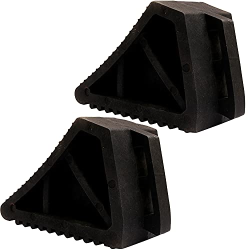 LADWA Heavy Duty Wheel Chocks 2-Pack - Solid Rubber Non-Slip Durable Black Wheel Chock for Car, Travel Trailers, RV, Truck, and ATV - All Weather Use (Black, 2 PC)
