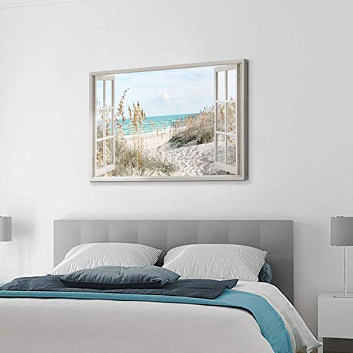 image for Hardy Gallery Coastal Picture Beach Wall Art: Beach Theme Artwork Wind