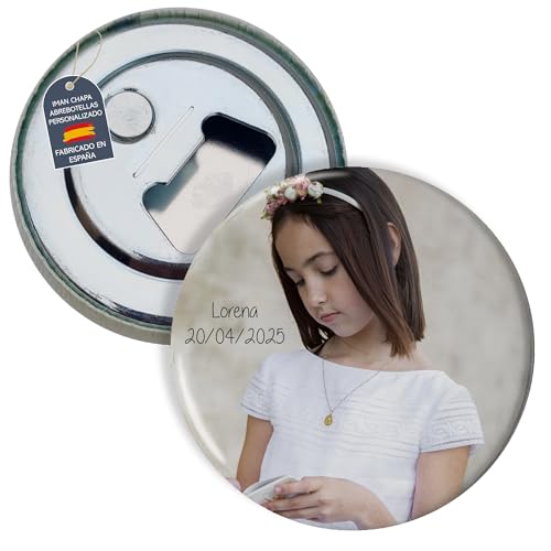 LolaPix Iman Nevera Personalizado Con Foto. Chapa Abrebotellas. Regalos Personalizados Con Foto. 56Mm Ø. Varias Cantidades Disponibles