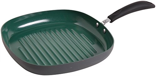 Gibson Home Eco Friendly Hummington 11 Inch Ceramic Non-Stick Square Grill Pan, Green