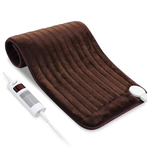 Almohadilla térmica eléctrica para cuello y hombros 30 x 60 cm con 6 niveles de calentamiento ajustables y apagado automático de 90 minutos, almohadilla térmica con calentamiento rápido