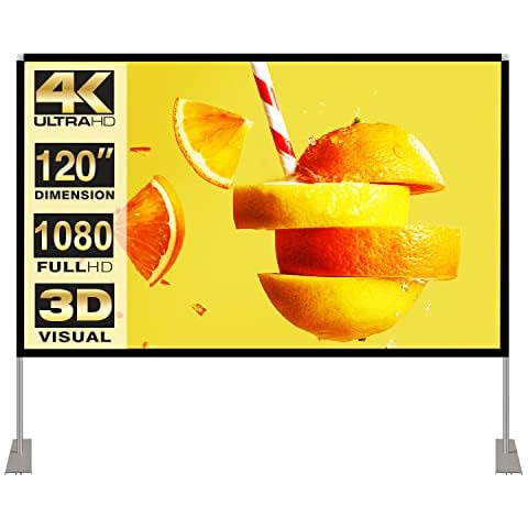 Projector Screen with Stand 120 inch 16:9 HD 4K Outdoor Indoor Projection Screen for Home Theater 3D Fast-Folding Projector Screen with Stand Legs and Carry Bag Projection Movie Wrinkle-Free Cover
