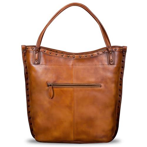 Bolso bandolera de cuero genuino para mujer color marrón miniatura 3