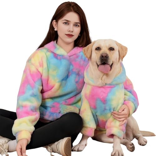 Dog Sweaters Hoodies Sweatshirts for Large Dogs Girl Boy,Matching Dog and Owner Clothes Separately Sold Tie Dye,Warm Christmas Outfits Cold Weather Coat for Dogs Fall Winter(Pet 5XL)