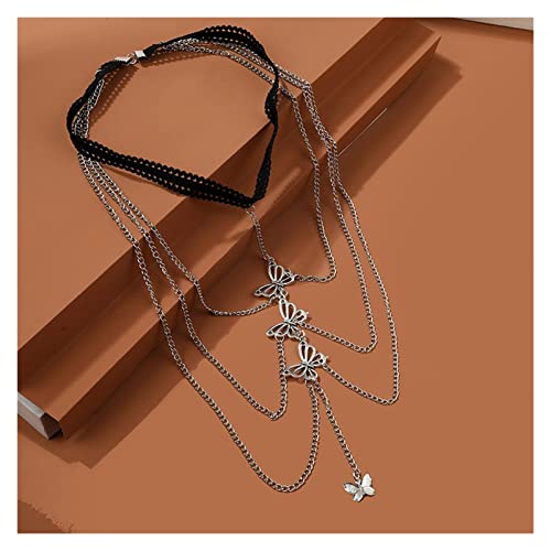 Frauen Schleife Beinketten Frauen Körperschmuck Strand Stil Damen Silber Metall Mehrschichtige Oberschenkelketten (Metal Color : BT247-1, Size : One Size)