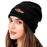 FOSDICK Slouchy Beanie Mütze Damen, Elastisch Mütze Damen Winter, Warm Chunky Soft Beanie Damens Winter, Strickmütze Damens für Wandern, Bergsteigen, Reisen, HundeausfüHren, Einkaufen, Arbeiten