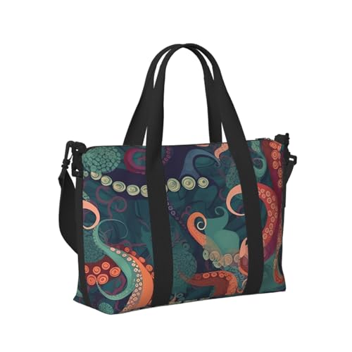 Travel Duffel Bag for Men Gym Bag, Abstract Octopus Luggage Bag with Shoulder Strap, Large Gym Tote Bag for Women, Weekender Overnight Bag, Foldable Carry on Bag for Airplane2