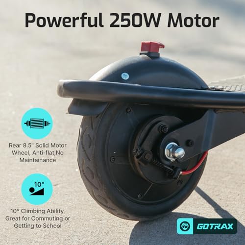 Gotrax Electric Scooter for Adults, Max 12 Mile Range & 15.5Mph by 250W Motor, 8.5″ Front Air & Rear Solid Tires, Max Load 220lbs & Big Display with Cruise Control, Foldable EScooter EABS & Drum Brake