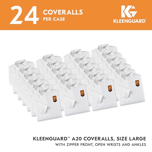 Image of Kleenguard A20 Breathable Particle Protection Coveralls (49003), Reflex Design, Zip Front, White, Large, 24 / Case