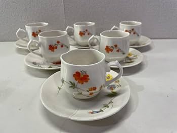 漆器 赤金 花柄 カップとソーサー 6客セット dbf7b6cef80afb046c172b3b0e86e1