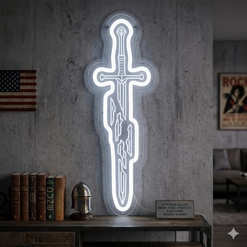Image of Narsil Neon Sign, USB Powered LED Light for Room Decor | Fantasy Sword Wall Decor for Bedroom, Game Room, Party Decoration and Collectors Gift
