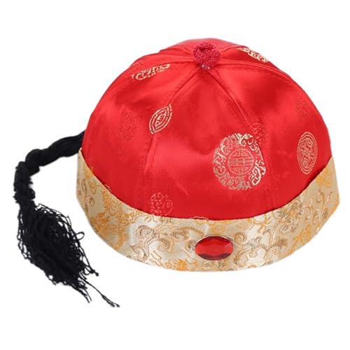 Chapeau de prince empereurs pour enfants chinois cosplay empereurs asiatiques couvre-chefs masqués anciens orientaux casquettes avec queue de cheval fête...