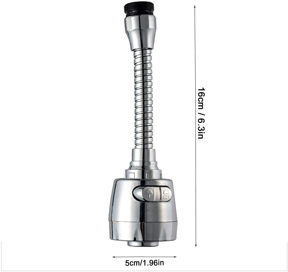 Kyrotech Hortumlu 360° Dönebilen 3 Kademeli Tasarruflu Musluk Başlığı – Paslanmaz Mutfak, Banyo ve Lavabo için Su Tasarrufu Sağlayan Krom Kaplama Başlık, ABS Malzeme, Ofis ve Ev Uyumu, Kolay Montajlı
