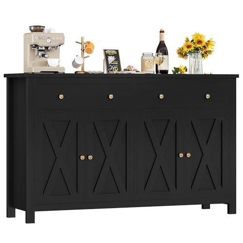 FirFurd Buffet Cuisine Meuble de Cuisine Rangement Buffet avec 4 Portes 2 Tiroirs Étagères Réglables Meuble de Rangement pour Salon Salle à Manger...