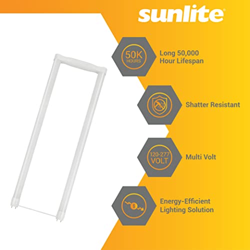 Sunlite 41246 Led T8 U-Bend Tube, Single End Bypass, 18 Watts, 50,000 Hour Lifespan, 2200 Lumens, Shatter Resistant, Double Medium Bi-Pin Base (2G13), 120-277V, Ul & Dlc Listed, 4000K, 6 Pack #TOP2