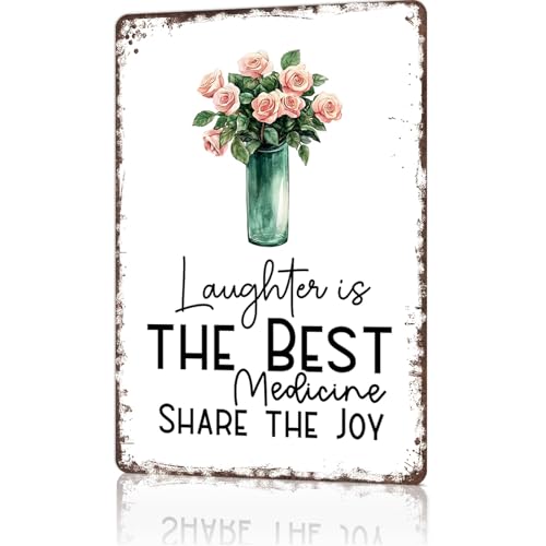 Funny Metal Sign Laughter Is The Best Medicine Vintage Tin Signs Poster For Home Room Bedroom Office...
