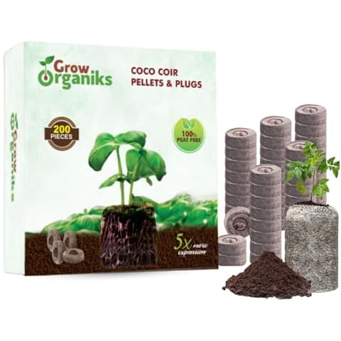 Grow Organiks 200 Pcs (3.5mm) Peat Pellets for Seedlings, Compressed Seed Starting Plugs Pallet Potting Soil Block, Seed Starter Pellets Soil Pods for Planting Flowers, Herbs, and Vegetables Cover