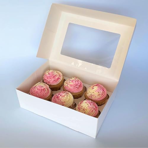 Bake Pro | Set of 10 Premium 6 Cupcake Boxes | Recyclable & Food-Safe Cardboard | Easy Pop-Up Design | Adjustable Muffin & Cupcake Inserts | Clear Display Window | UK Made - Image 5