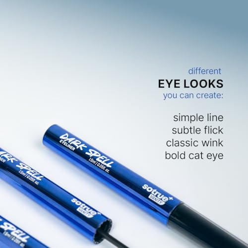Image of Sotrue Dark Spell Liquid Eye Liner, Black, Long Lasting Matte Waterproof Liner - Quick Drying Smudge Proof,Fine Tip For Precise Smooth Application, Transfer Proof Eye Makeup for 24 hrs, 1.5ml