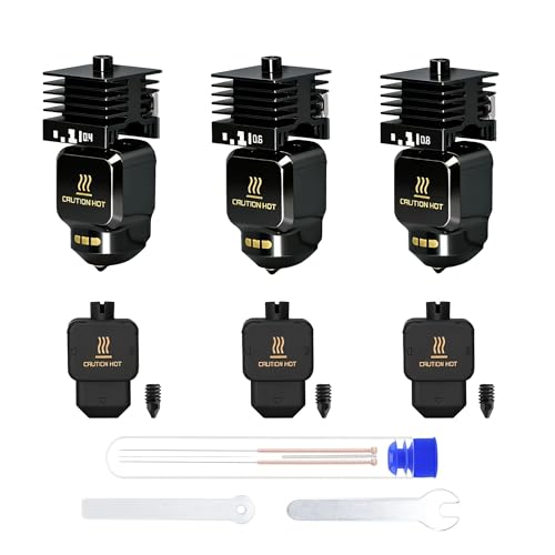 Goshme 3PCS Hotend Kit for Bambu Lab P2S/H2S/H2D/A1/A1 Mini Combo Print Head Anti-Clogging High Flow Extruder with 3 Extra Wear-Resistant Hardened Steel Nozzles (0.4+0.6+0.8mm) for Carbon Fiber