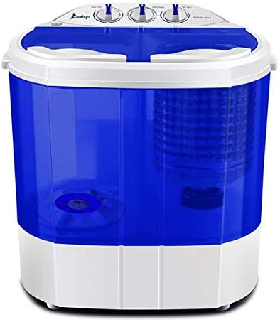 Portable Mini Compact Twin Tub Washing Machine 10.4lbs Capacity, White + Blue