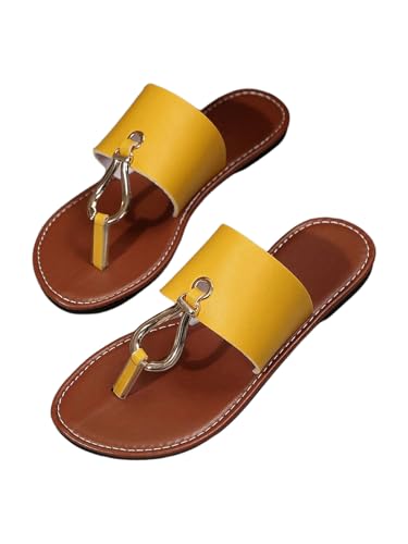 Verdusa Women's Summer Colorblock Thong Sandals Open Toe Slip on Slippers