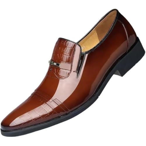Men's Leather Slip-On Dress Shoes Gradient Color Pointed Toe Formal Business Casual Wedding Anti-Slip Loafers