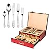 Italian Collection ‘Dominion’ 65-Pc Premium Silverware Flatware Serving Set, Dining Cutlery Service for 12, 24K Gold…