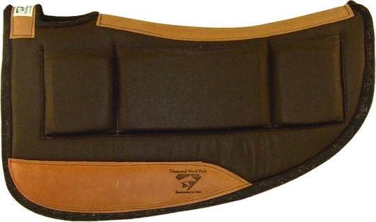 Diamond Wool Contoured Pressure Relief Western Saddle Pad with Shims for Horses 30x30 Round — 1" Thickness, Maize
