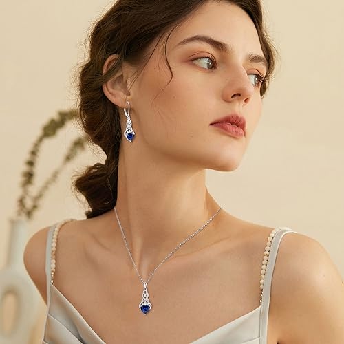 FJ Infinity Celtic Knot Necklace 925 Sterling Silver Heart Birthstone Pendant Irish Good Luck Jewelry Gifts for Women2