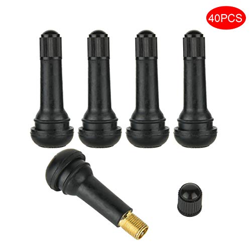 Bluecell World Tire Valve Stem, TR414 Rubber Snap-in Tire Valve Stem for Tubeless 0.453 Inch 11.5mm Rim Holes on Standard Vehicle Tires (40pcs/Bag)
