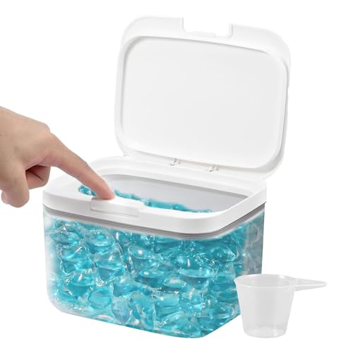 Contenedor de detergente para ropa de gran capacidad, recipiente para detergente de una taza - Caja dispensadora pop-up de 2,8 litros para hojas limpias para secadora, detergente, grande
