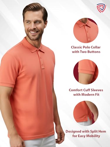 Image of Lux Cozi Men's Cotton Solid Polo Tshirt | Collar Tshirts | Half Sleeves | Stylish & Premium All Day Wear | Pack of 1