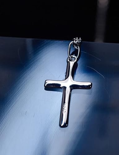 Solid 925 Sterling Silver Chain Cross Necklace For Women Rhodium Plated Cross Pendant Necklace For Women 16+2 Inch (Rectangle) #TOP1