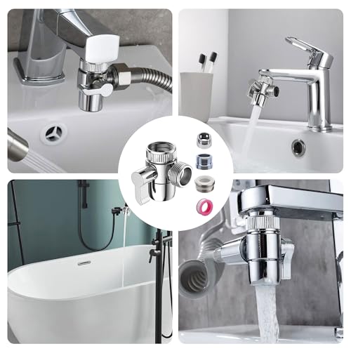 3 Wege Wasserhähn Umschaltventil, 3 Wege Wasserhahn Umschaltventil Adapter Umschaltventil mit Adapter für M22 M24 G1/2 Wasserhähn