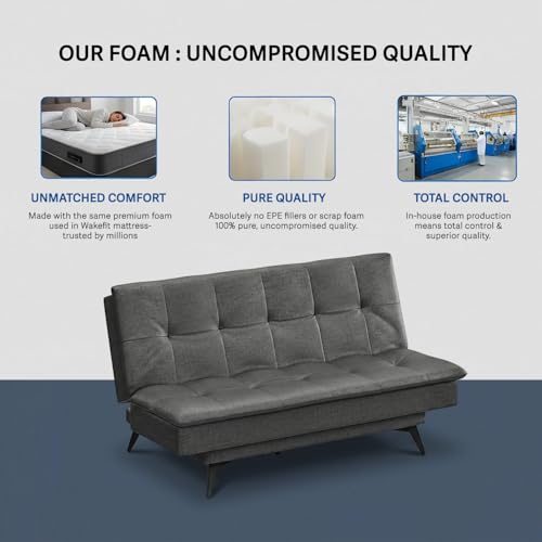Image of Wakefit Flexia Sofa Cum Bed - Three Seater - Reflection Series Charcoal Grey