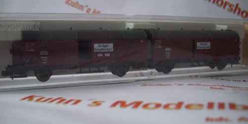 Preisvergleich Produktbild Fleischmann Piccolo 8306 - Leig-Wageneinheit - Zwei gedeckte Güterwagen, Einer mit Bremserhaus