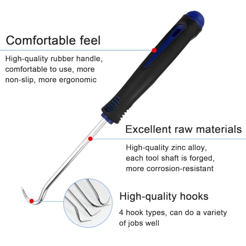 Gentpovth 4-Teiliges Mini Pick und Haken Set,Zinklegierung,Professioneller Nadel- und Haken-Satzzum Entfernen von Schläuchen und Dichtungen,Auto- und Elektronik-Wartungswerkzeugen(Blau)