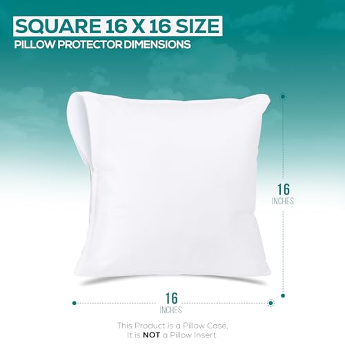 Image of Utopia Bedding Waterproof Throw Pillow Protectors (No Pillow Inserts) with Zipper 16 x 16 Inches (2 Pack, White), Bed Bug Proof Outdoor Bed Couch Decorative Pillow Encasement Covers