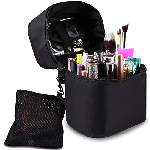 Makeup Brush Organizer Makeup Bag Brushes Set Case 7.5x5.5x4.4 Inch Professional Travelling Brush Pen Pencil Holder Make Up Cup Storage Organizer Case Pencil Pouch Cosmetic Bag (Black)2